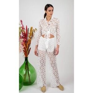 Casa Mastro Positano Crochet High Waist Wide Leg Handmade In Italy Coastal MM
